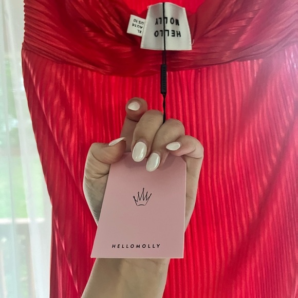 NWT Red strapless Valentines Hello Molly plisse dress size US 10 - Picture 3 of 5